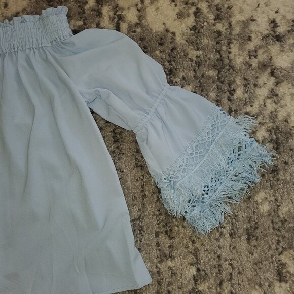 INA~~ Off the Shoulder Baby Blue Top~Amazingdetail - Picture 4 of 11